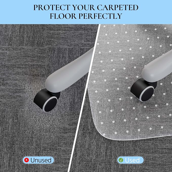 Office Chair Mat for Low Pile Carpet, 48” x 36” Transparent Office Desk Chair - Image 2