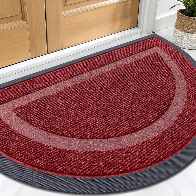 OLANLY Half Circle Door Mat Indoor Outdoor Entrance Welcome, Waterproof by OLANLY