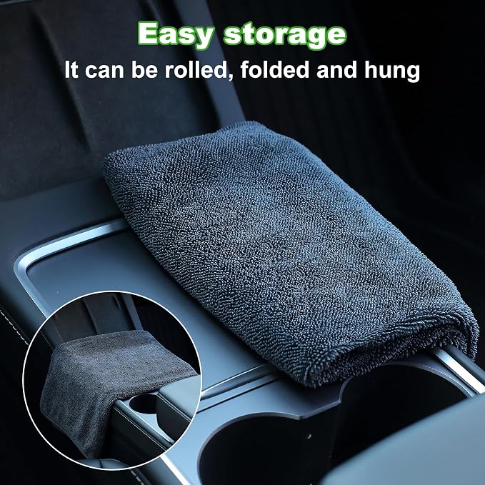 JOYMOOP Microfiber Towels for Cars, 35.4" x 23.6" Car Drying Towel, Dark Gray - Image 8
