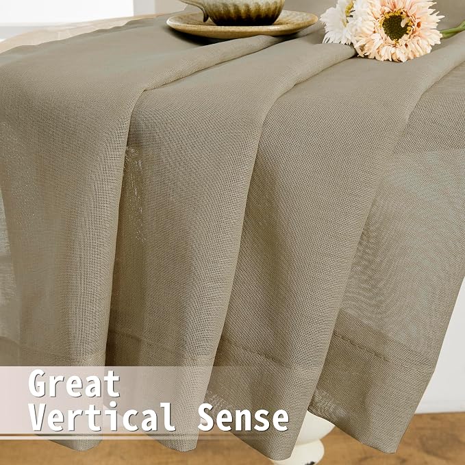 Tollpiz Short Sheer Door Curtains Closet Linen Textured Curtains Sheer Doorway - Image 6