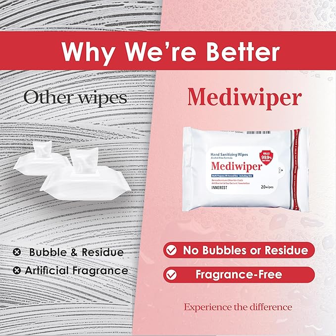 Mediwiper 500 Wipes Alcohol-Free Sanitizing Wipes Disinfecting Large Unscented - Image 3