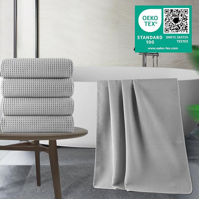 POLYTE Microfiber Oversize Quick Dry Lint Free Bath Towel, 60 x 30 in, 4 Pack - Image 5
