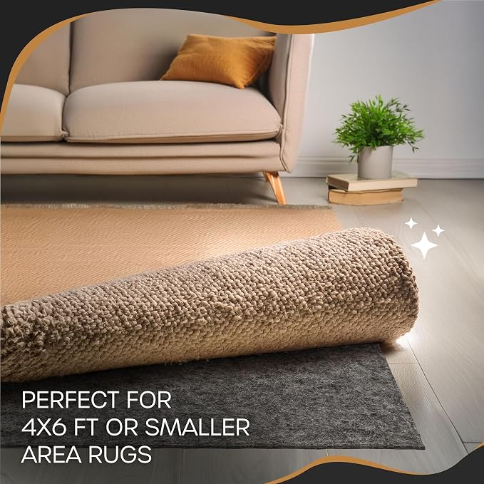 Nevlers 4'x6' Felt TPO Non Slip Rug Pad | 1/4" Thick Anti Slip Rug Grips | - Image 9