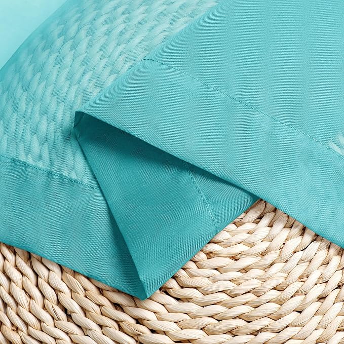 Chyhomenyc Turquoise Sheer Curtains 54 Inch Long 2 Panels, Light Filtering Rod - Image 6