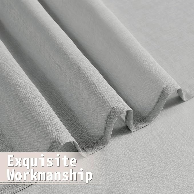 Tollpiz Sheer Door Curtain Closet Linen Textured Curtains Sheer Doorway Light - Image 8