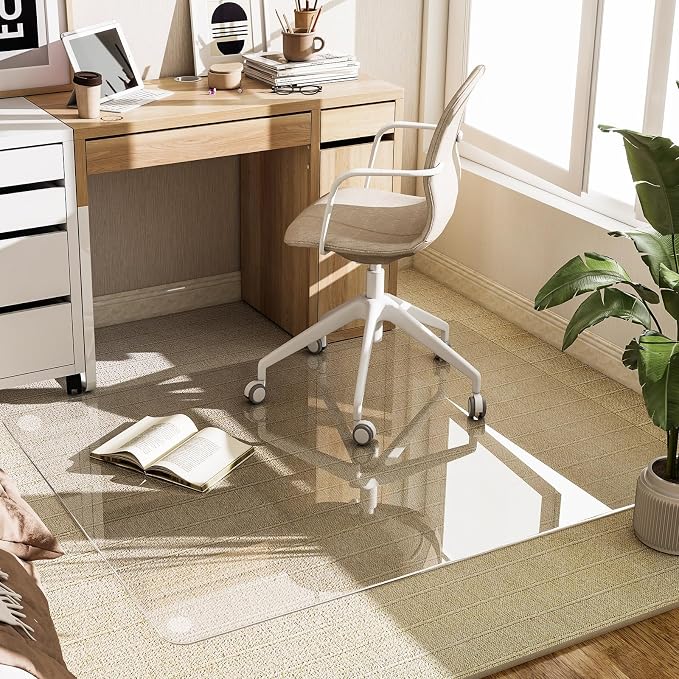 GLSLAND 36"x55" Tempered Glass Chair Mat Rectangle Heavy-Duty Floor Protector - Image 8