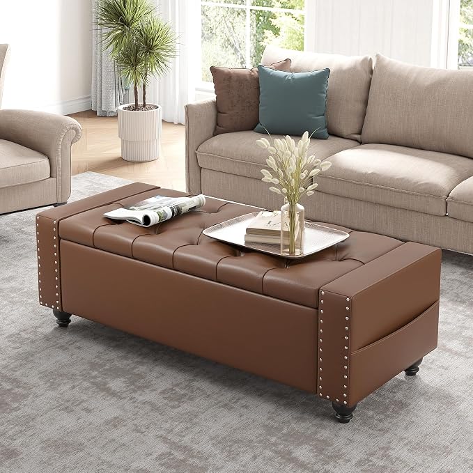 Maupvit Storage Ottoman Bench, 49 Inch Bedroom Bench, Upholstered Ottoman - Image 8