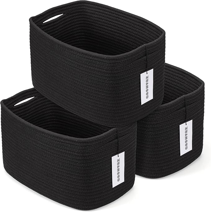 Cotton Rope storage Basket Bins 14.5X9.5X9.3“ Woven Basket by XUANGUO