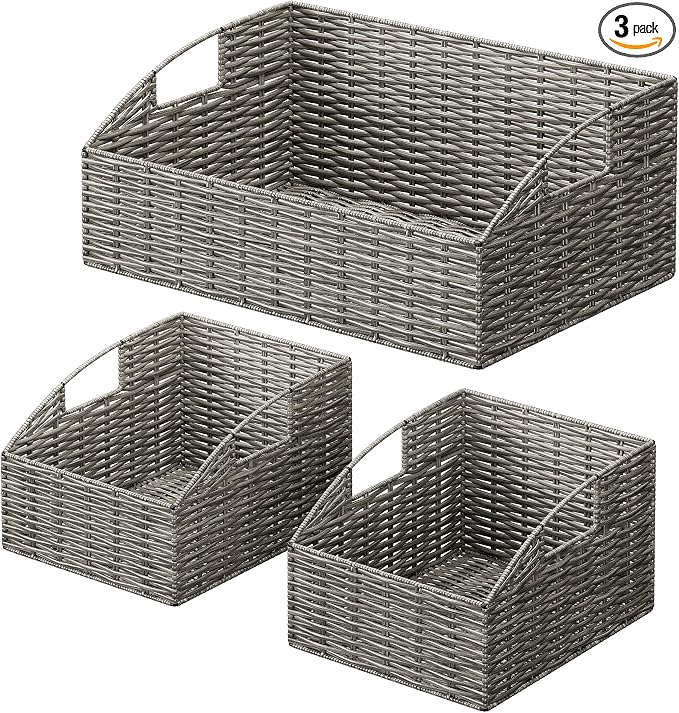 Ollieroo Rattan Storage Baskets, Handwoven Wicker Storage Bins by Ollieroo