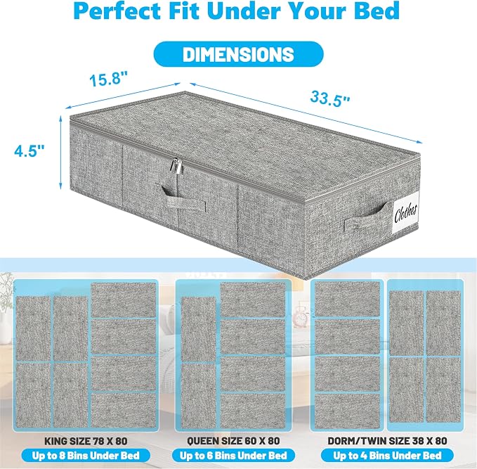 Under Bed Storage Container Bins 2 Pack, 4.5 Inch Slim Low Profile Underbed - Image 4