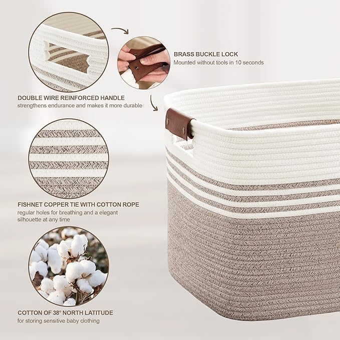 72L Large Laundry Basket with Leather Handles - Image 5