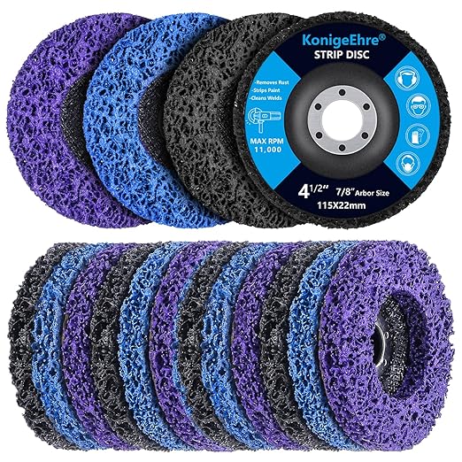 12 Pack 4-1/2" x 7/8" Strip Discs Stripping Wheel Fit Angle Grinder Clean and by KONIGEEHRE
