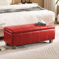 41" Faux Leather Storage Ottoman, Stitch Tufted Rectangle Upholstered End of by WUTUTUEE