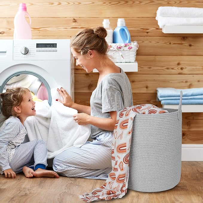 Cotton Rope Laundry Basket Hamper - Image 4