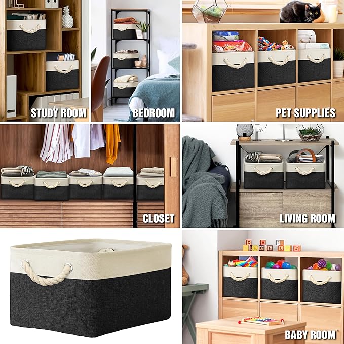 SIMPLE HOUSEWARE Large Fabric Storage Bin, 15.7" x 12" - Image 8