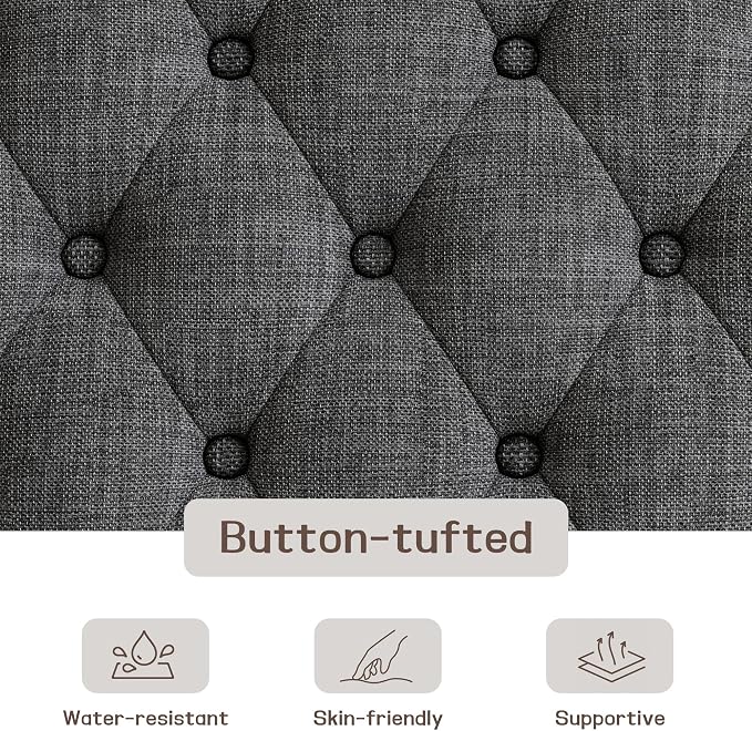 48" Large Ottoman with Storage Coffee Table, Upholstered Tufted Linen Ottoman - Image 6