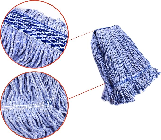 String Mop Heads Replacement Heavy Duty Commercial Grade Blue Cotton Looped End - Image 4