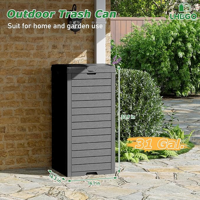Outdoor Trash Can, 31 Gallon Garbage Can - Image 2