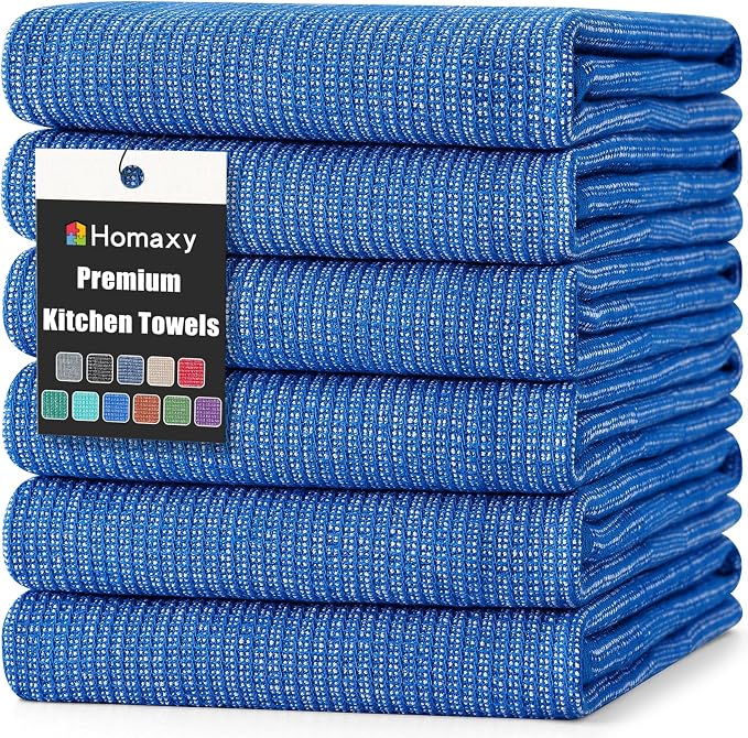 Homaxy Premium Kitchen Towels, Large Cotton Kitchen Hand Towels, Flat and Terry by Homaxy