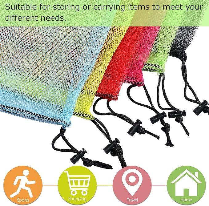 18"X24" 6Pcs Mesh Laundry Drawstring Bag Nylon Drawstring Gym Bag - Image 4
