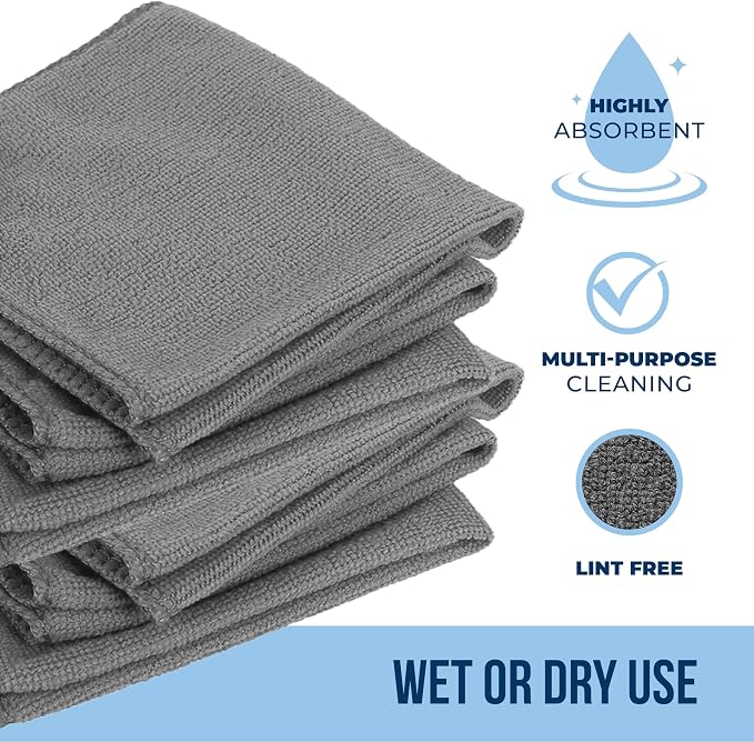 GREEN LIFESTYLE Chamois Cloth Microfiber Cleaning Cloth 12 Pack, Borderless - Image 4