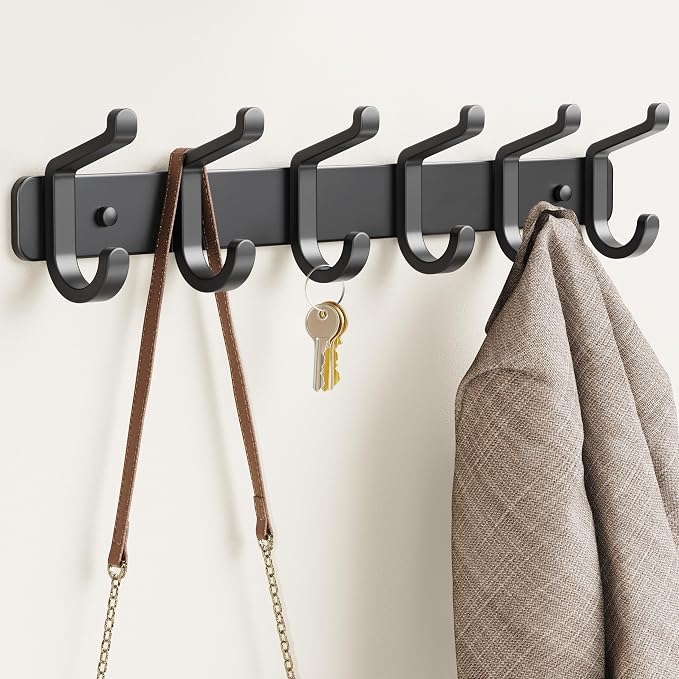 Coat Rack Wall Mounted Heavy-Duty: Metal Coat Hanger 6 Hooks - Image 9