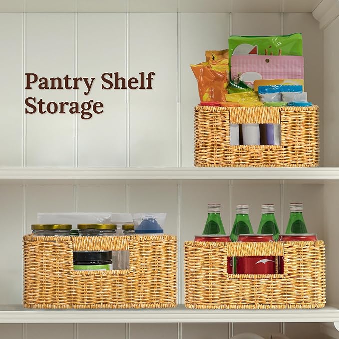 Baskets for Organizing, Undershelf Wicker Storage, Hand Woven Organizer for - Image 4