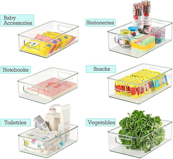 Set of 8 Clear Fridge Organizer Bins, Stackable Refrigerator Organizers and - Image 3