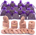 Pack of 30 Cedar Blocks and 16 Lavender Flower Sachets Craft Bag, Drawer by LavandeSurTerre