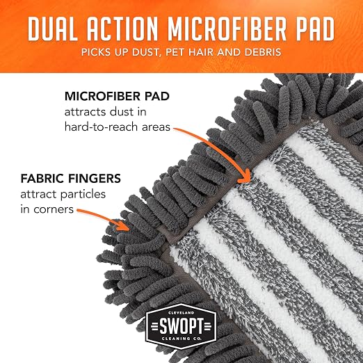 SWOPT 12” Microfiber Dust Mop Head w/Refill — Cleaning Head Interchangeable - Image 8