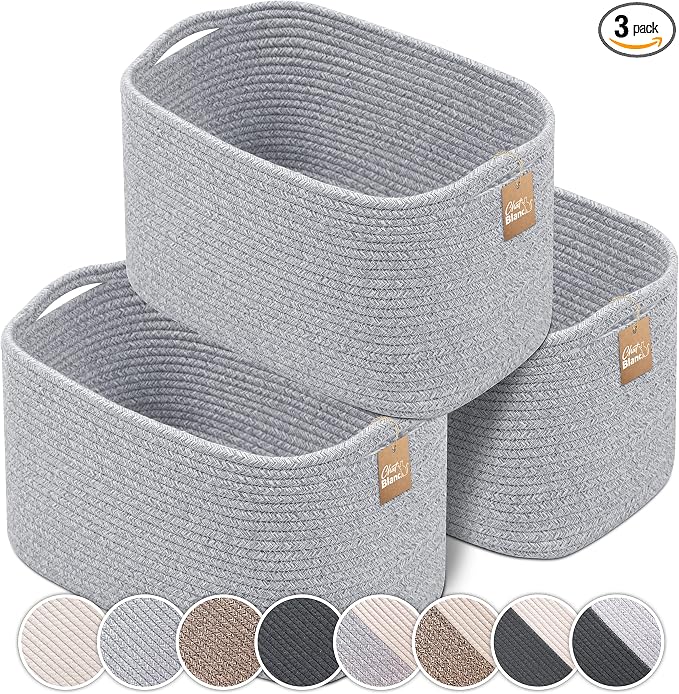 CHAT BLANC Cotton Rope Baskets for Organizing | Storage Baskets for Shelves | by CHATBLANC