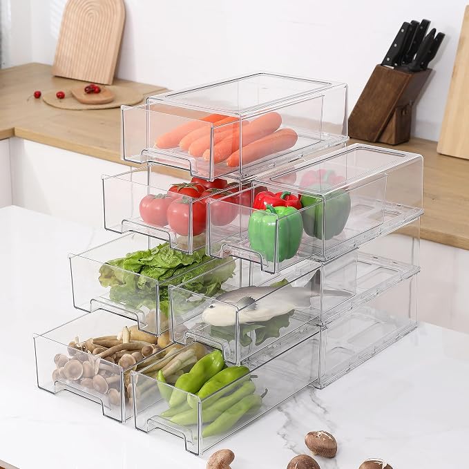 SIMPEXPE Stackable Storage Drawer, Pull Out Plastic Food Fridge Organizer Bins - Image 2