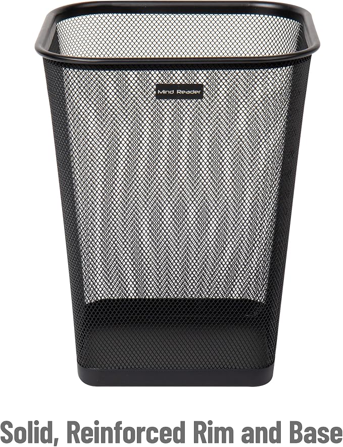 Mind Reader Mesh Trash Can, Waste Paper Basket, Metal Mesh, 9.75"L x 9.75"W x - Image 4