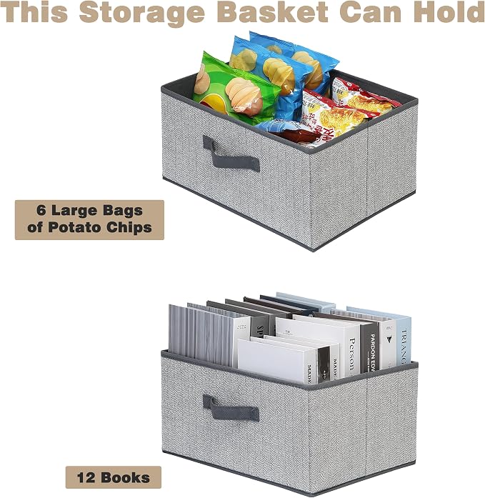 Storage Baskets, 15.7 Inch Woven Fabric Bins, Storage Cubes - Image 3