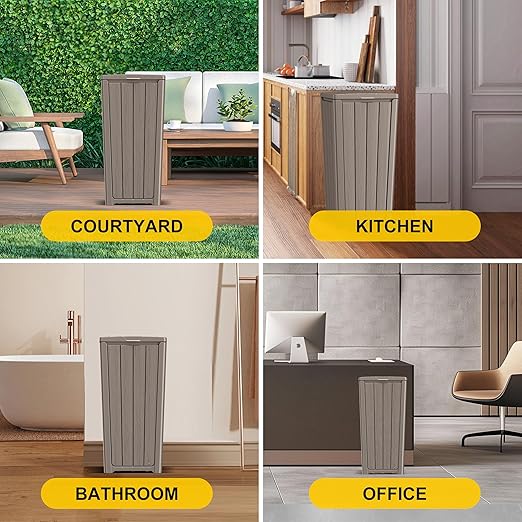 EasyUp Exterior Waste Bin with Cover, Weather-Resistant and UV-Protected Resin - Image 2