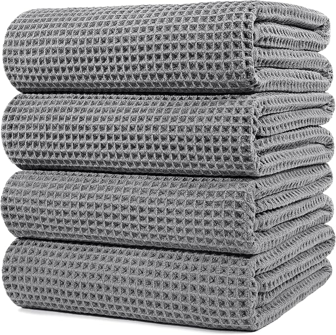 POLYTE Microfiber Oversize Quick Dry Lint Free Bath Towel, 60 x 30 in, 4 Pack by Polyte