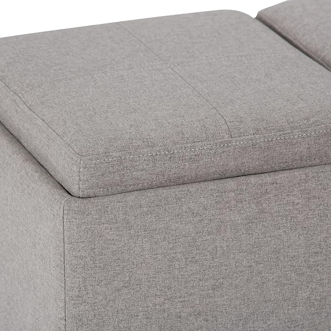 SIMPLIHOME Avalon 42 inch Wide Contemporary Rectangle Storage Ottoman in Cloud - Image 6
