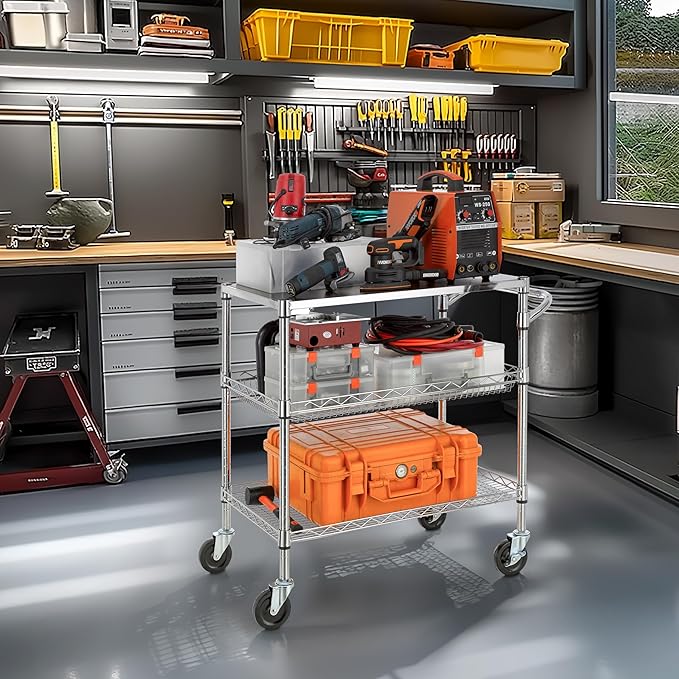 Finnhomy 3 Tier Heavy Duty Commercial Grade Utility Cart - Image 5
