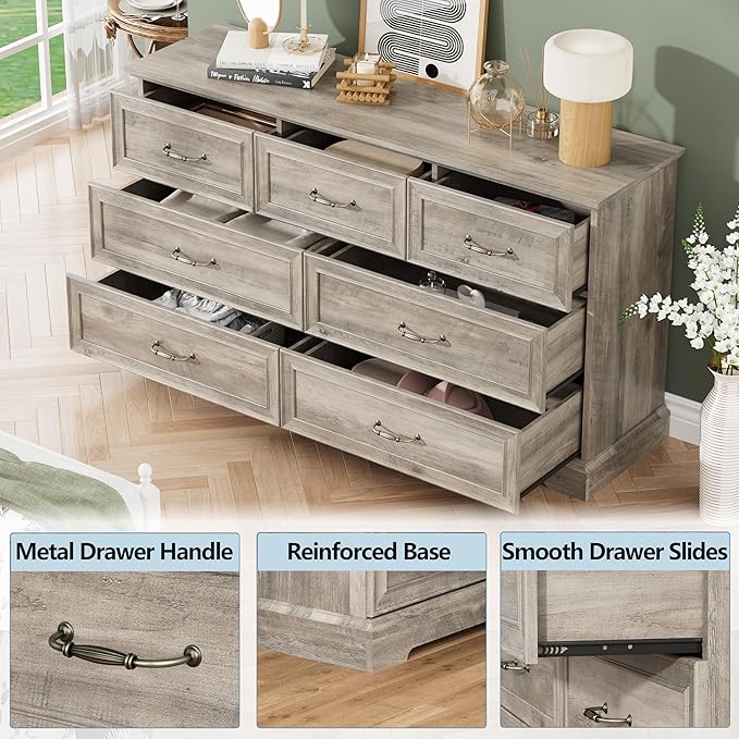 7 Drawer Dresser for Bedroom, Rustic Farmhouse Dresser - Image 5