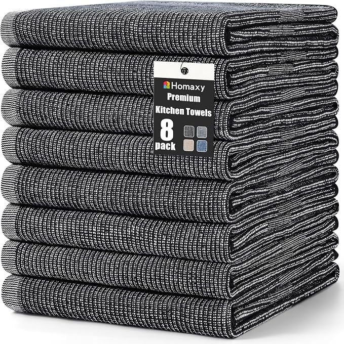 Homaxy Premium Kitchen Towels, Large Cotton Kitchen Hand Towels, Flat and Terry by Homaxy