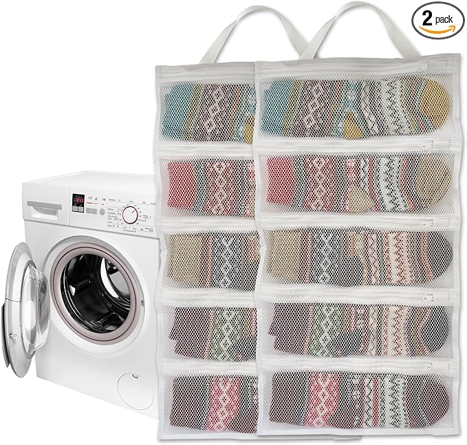 Mesh laundry bags for washing machine, can wash 10 pairs of socks, maintain by Yisiziyo