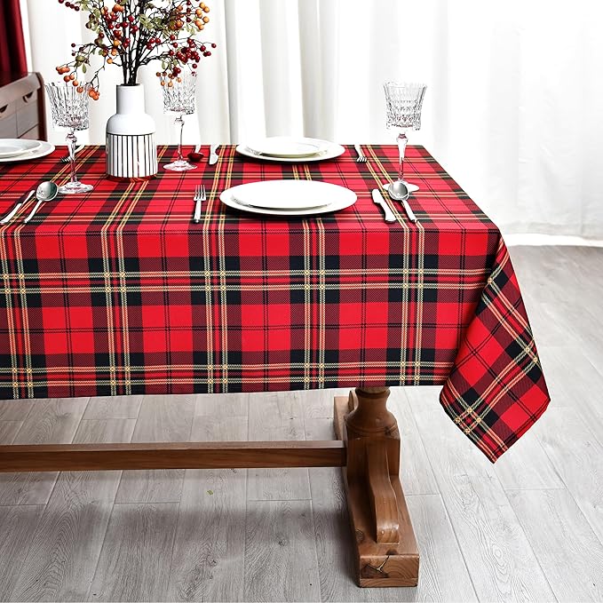 Classic Gingham Buffalo Xmas Tablecloth Fabric - Image 3
