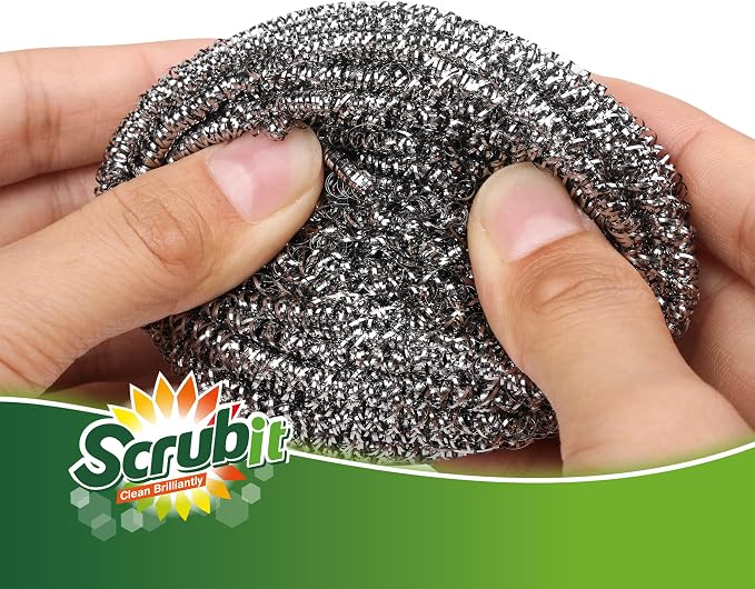 12 Pack Stainless Steel Scourers by Scrub It – Steel Wool Scrubber Pad Used - Image 6