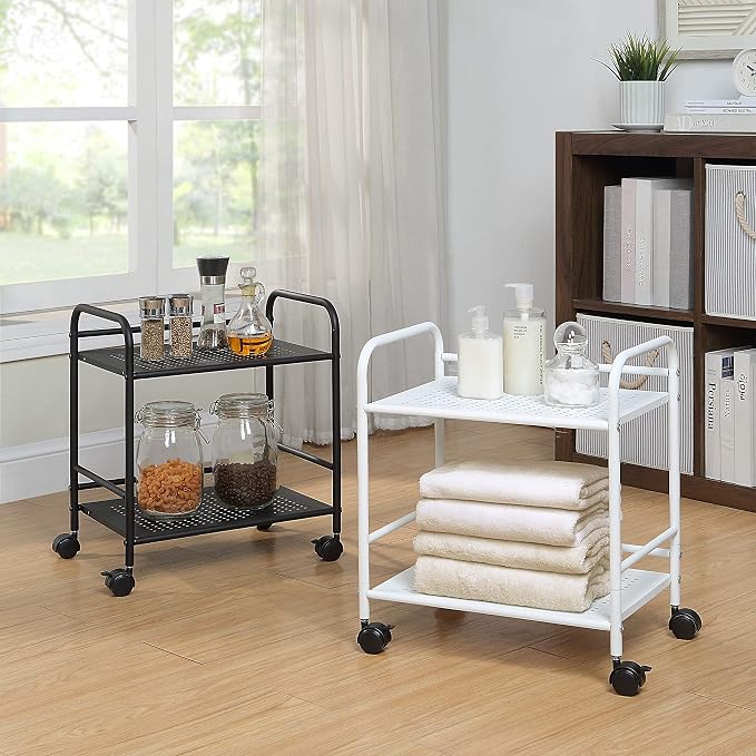 SunnyPoint 2-Tier Metal Rolling Utility Cart – Mobile Storage Shelf - Image 5