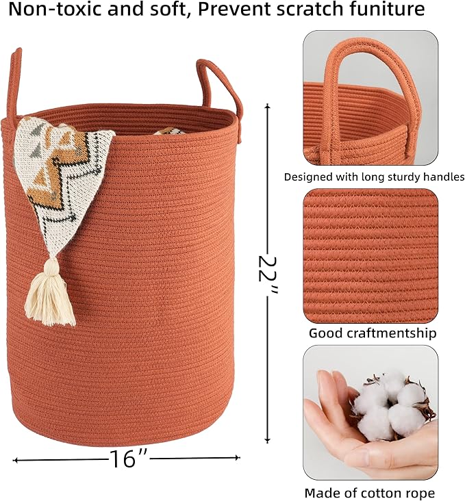 Cotton Rope Laundry Basket Hamper - Image 2