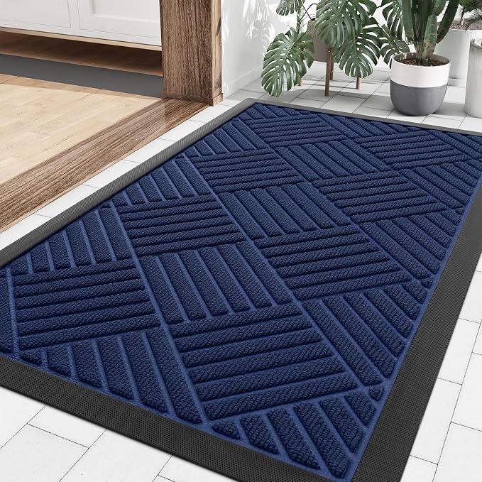 Smiry Front Door Mat Outside Entrance, Heavy Duty Outdoor Indoor Natural Rubber by Smiry