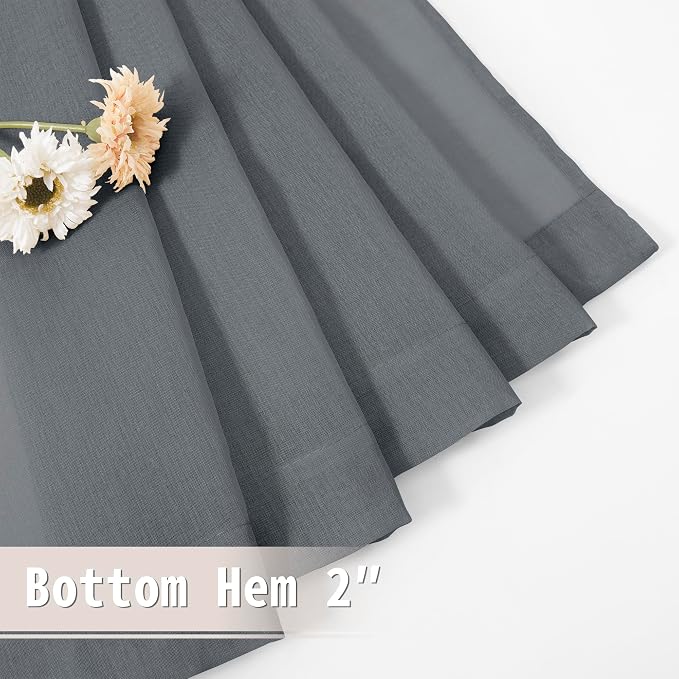 Tollpiz Sheer Door Curtain Closet Linen Textured Curtain Sheers Doorway Light - Image 7