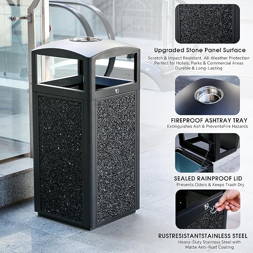 Commercial Metal Outdoor Trash Can - Image 3