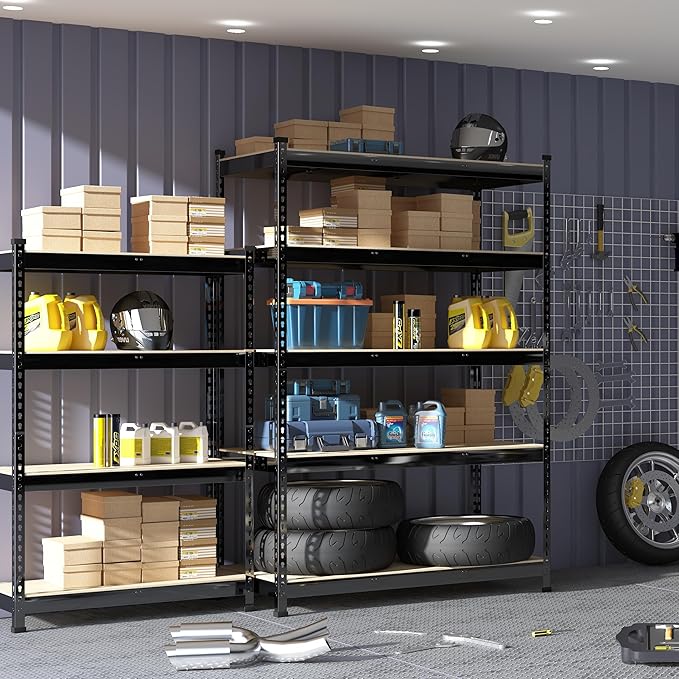 PrimeZone 4 Pack Heavy Duty Adjustable 5 Tier Garage Storage Shelves - Image 2