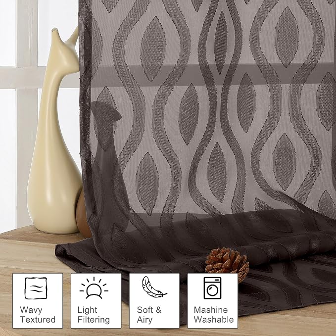 Aiyufeng Sheer Curtains 96 Inches Long - Image 2